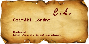 Cziráki Lóránt névjegykártya